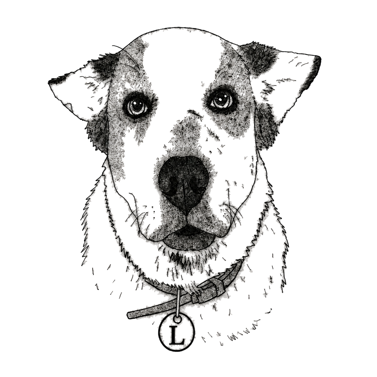 Laser dog portrait tattoo flash