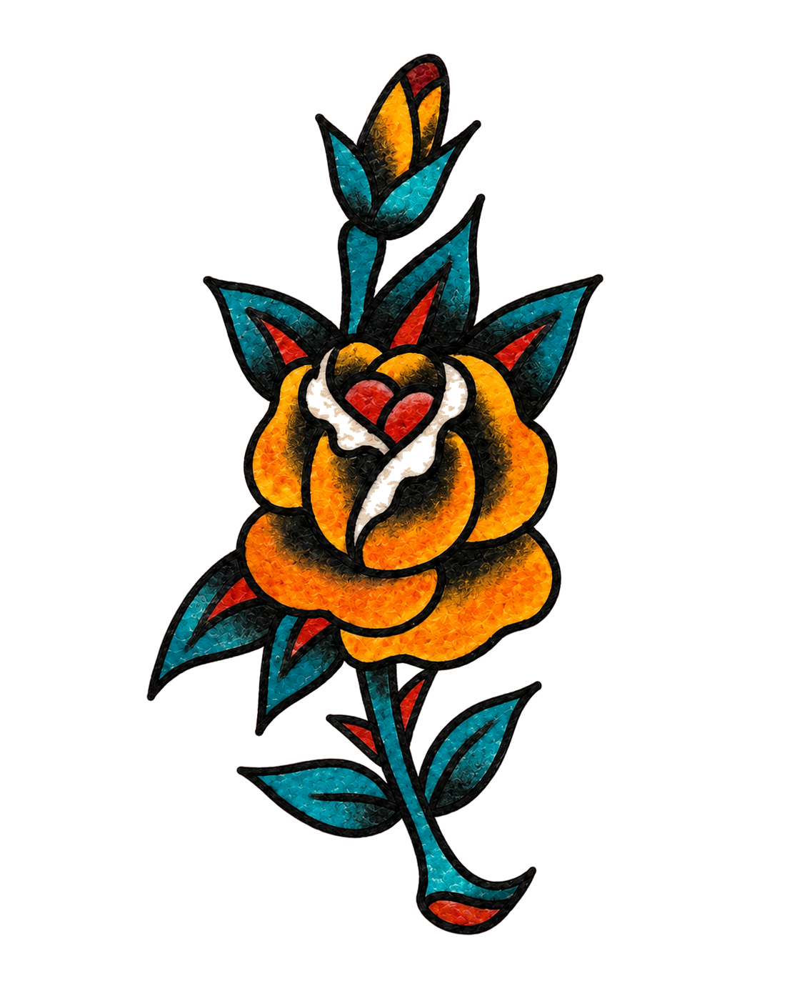 Yellow rose tattoo flash
